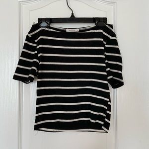 antistar - black and white off the shoulder cropped tee